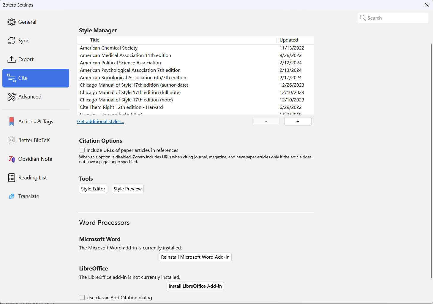 Figure 4.Cite settings