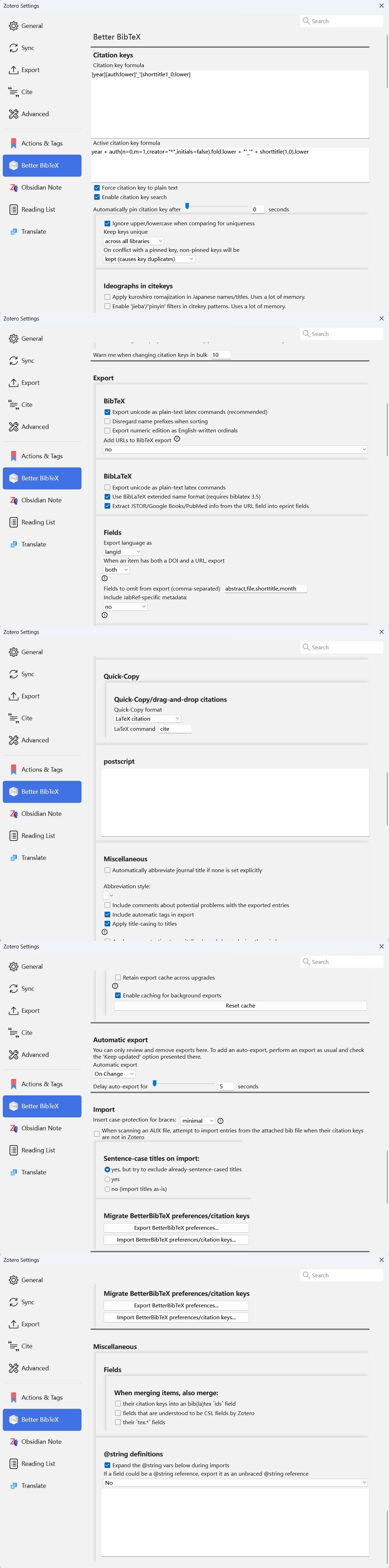 Figure 7.1.Better BibTex Settings